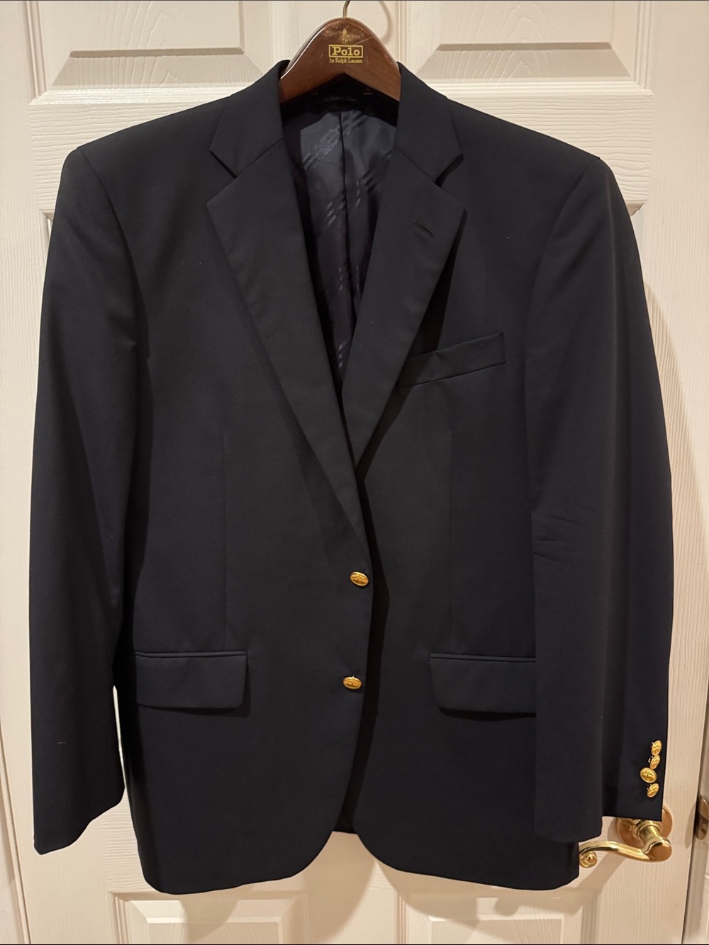 Brooks Brothers USA-made Navy Blazer with Gold Buttons and Lora Piana Fabric